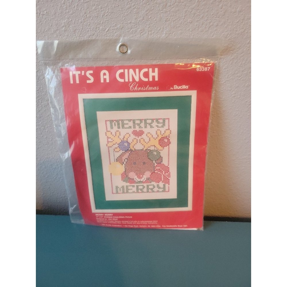 Vintage Bucilla Merry Merry Cross Stitch Kit